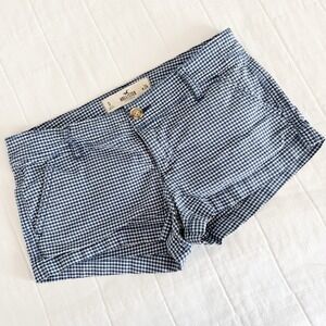 Hollister‎ Y2K Micro Shorts Size 0 Super Low Rise Blue White Check Gingham